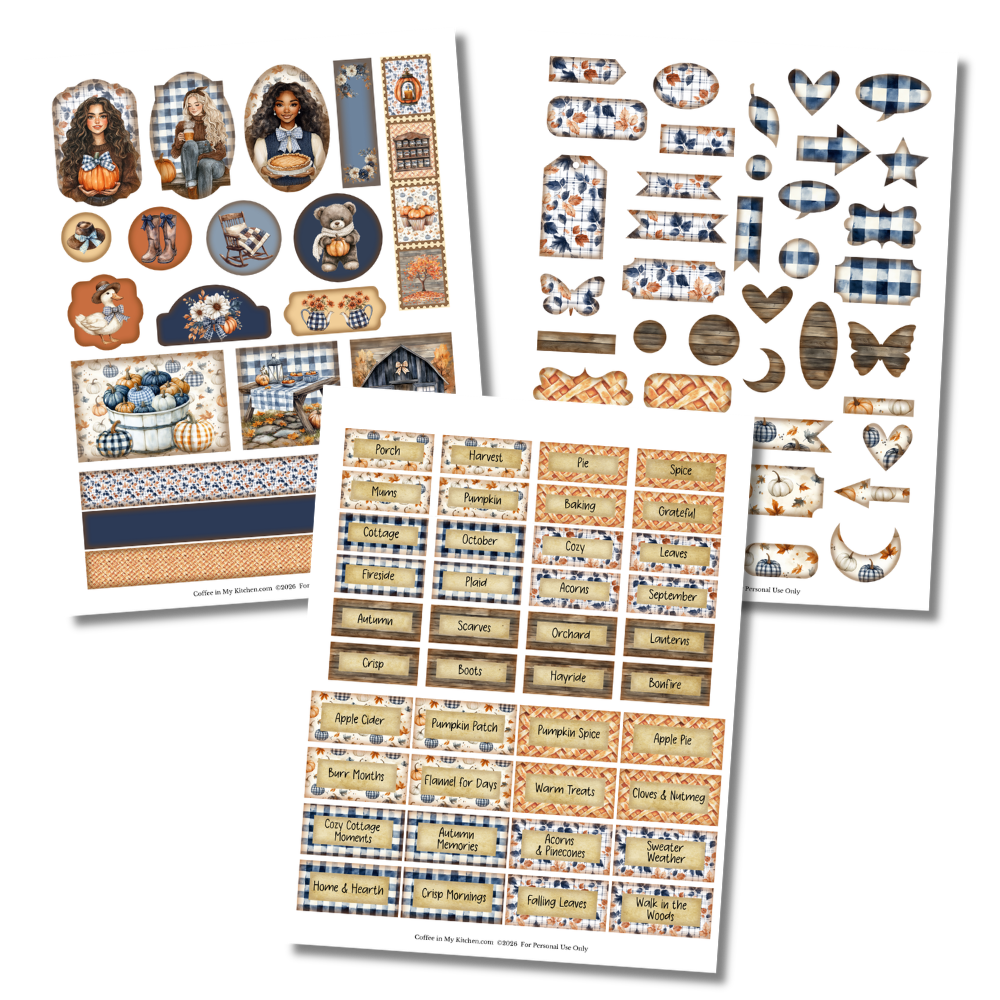 3 sheets of printable ephemera