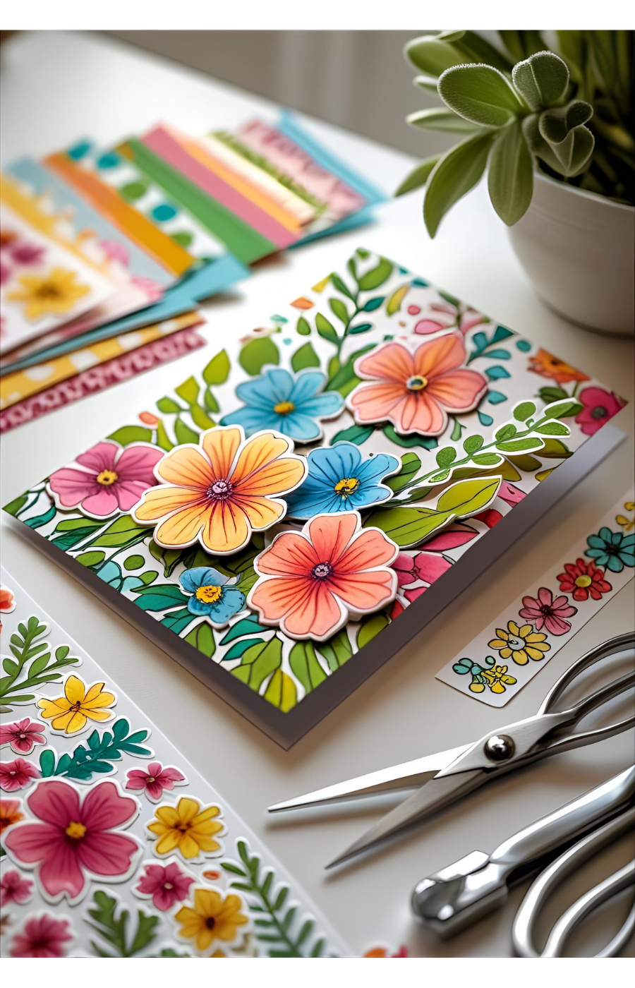 flower layered greeting card